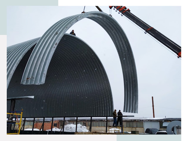 Полукруглые ангары в Серове